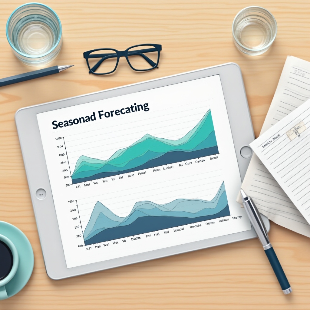 Seasonal demand forecasting chart comparing historical sales data with projected inventory needs